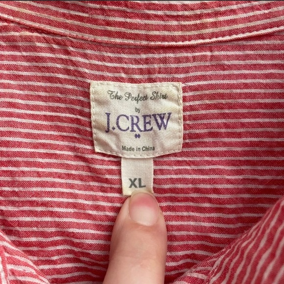 J Crew red/white striped button down XL - Picture 1 of 5